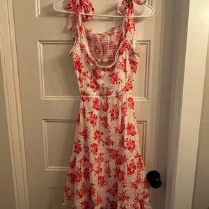 Floral Red and White Summer Dress